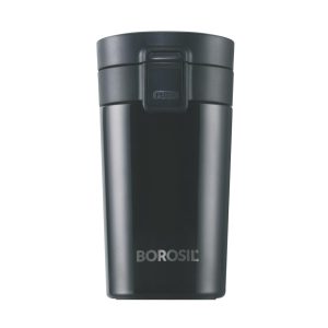 borosil vacuum insulated hydra coffeemate stainless steel travel mug spill proof hot and cold bt300blk110 300ml