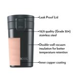 borosil vacuum insulated hydra coffeemate stainless steel travel mug spill proof hot and cold bt300blk110 300ml