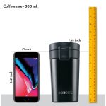 borosil vacuum insulated hydra coffeemate stainless steel travel mug spill proof hot and cold bt300blk110 300ml
