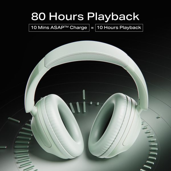 boat rockerz 650 pro (2025 launch),touch/swipe controls,dolby audio,80hrs battery,2mics enx,fast charge,app support,dual pair,bluetooth over ear headphones,wireless headphone with mic (sage green)